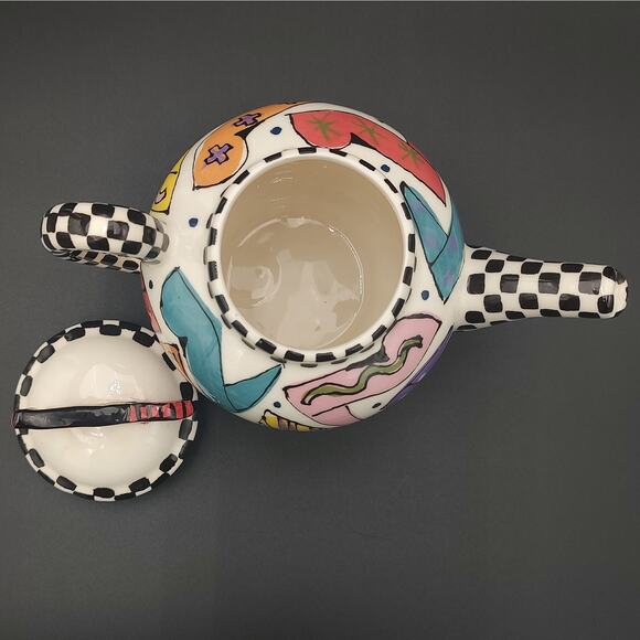 Robin Sterling Hand Painted Teapot Whimsical High Heel Ceramic Pop Art - Picture 7 of 10